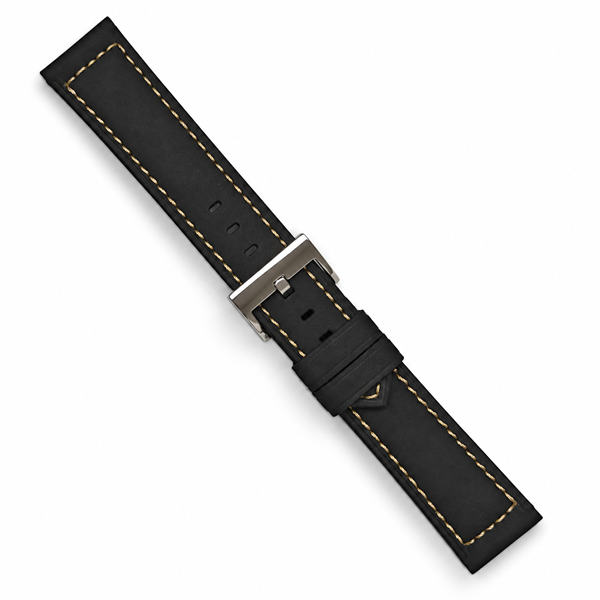 Black Vintage leather watchstrap - 24 mm